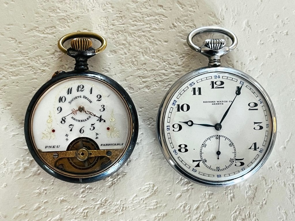 Lot 2x zakhorloge Hebdomas 8 days - Record Longines, Bijoux, Sacs & Beauté, Enlèvement ou Envoi, Montre de poche, Autres marques