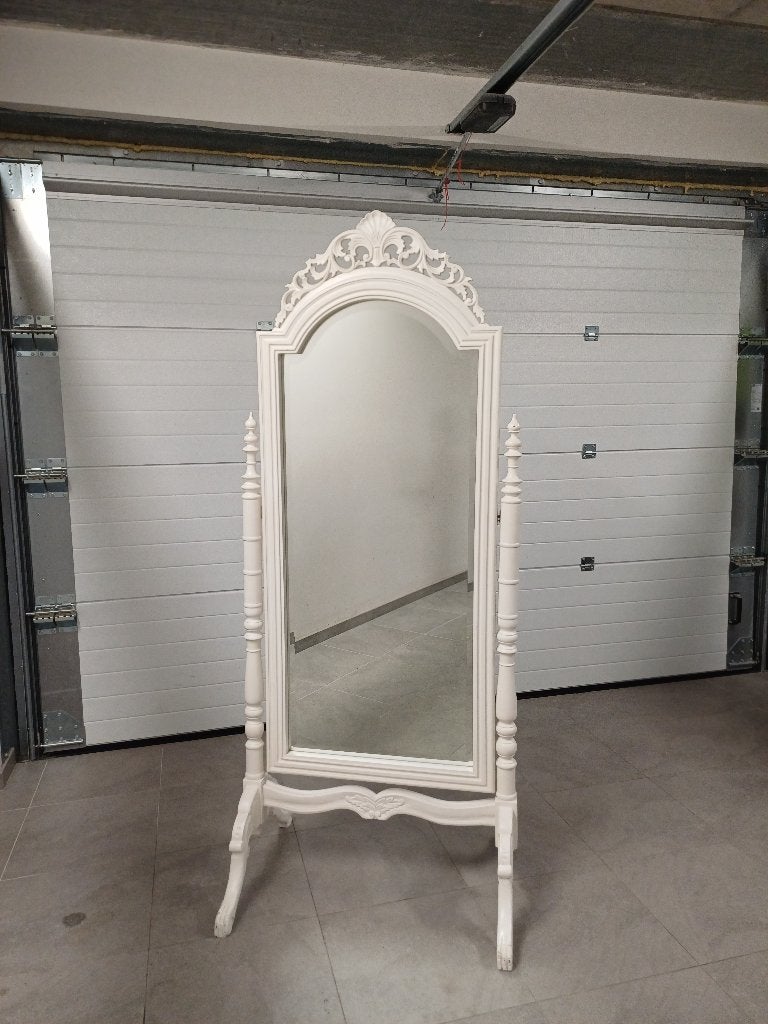 Staande witte barokspiegel, Huis en Inrichting, Ophalen, Gebruikt, 75 tot 100 cm, Overige vormen