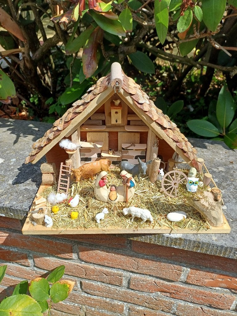 Crèche de Noël artisanale en bois neuve F248, Enlèvement ou Envoi, Neuf
