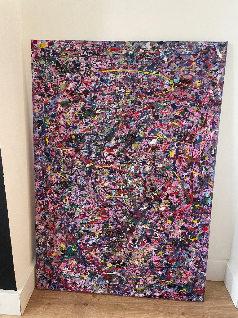 Peinture sur toile, Antiek en Kunst, Ophalen, Textiel, Acrylverf, Abstract