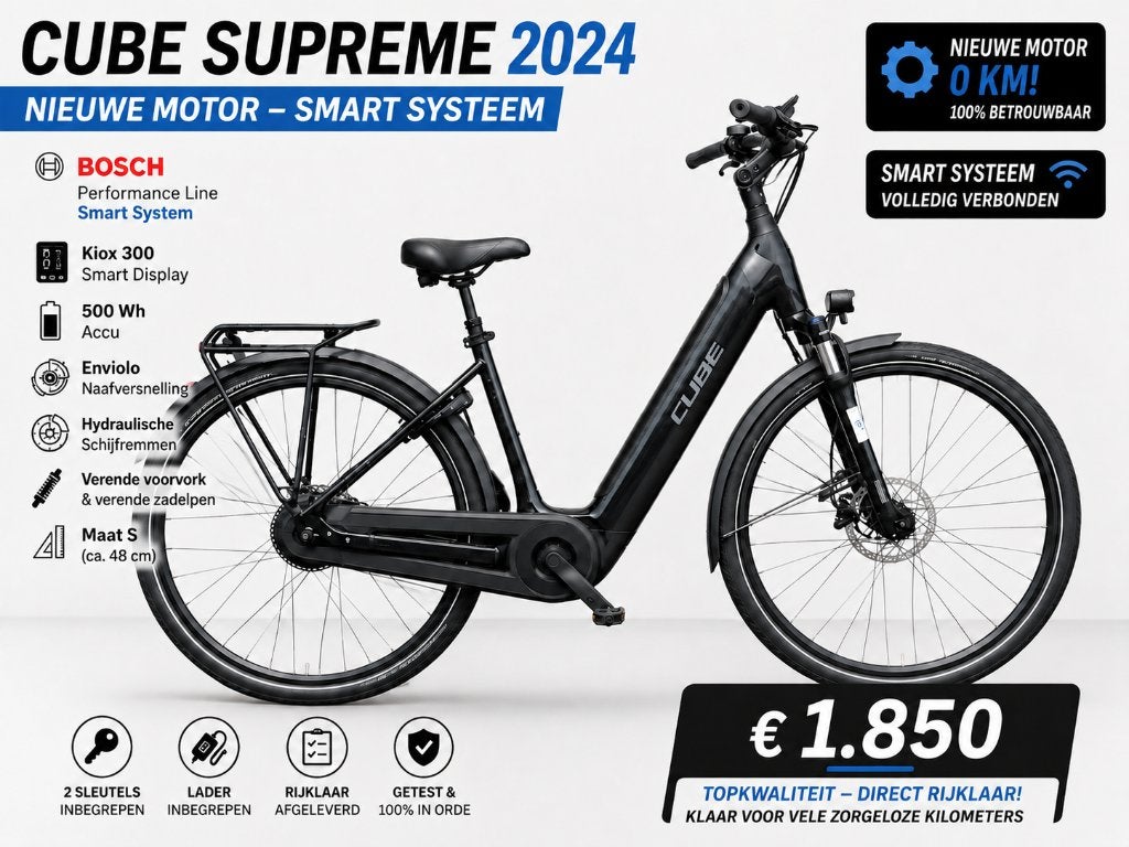 Cube Supreme 2024 – Bosch Smart – nieuwe motor – Enviolo, Ophalen, Zo goed als nieuw, 47 tot 51 cm, Cube
