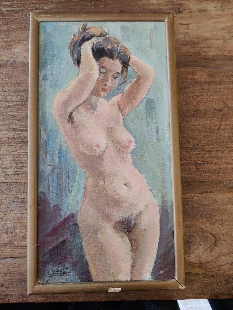Suzanne Coox (1922-2014) - Liggend vrouwelijk naakt, Portrait ou Personnes, Enlèvement ou Envoi, Panneau, Signé