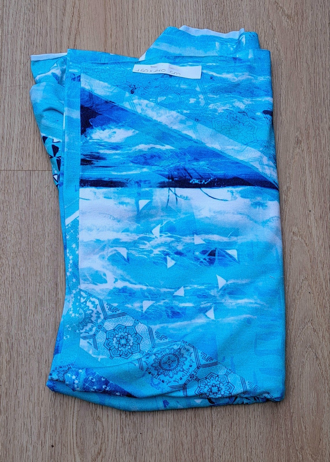 Turquoise tricot printstof – 160  140 cm, Ophalen of Verzenden, Nieuw