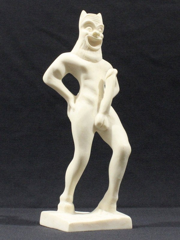 Statue, sculpture grecque Satyre - 21 cm - Marbre, Antiquités & Art, Enlèvement ou Envoi, Statue