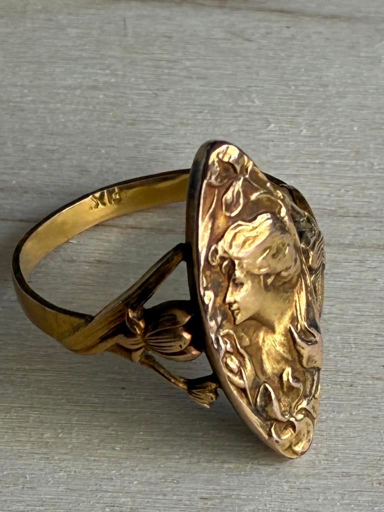 Anneau FIX Art Nouveau Art Nouveau, ancien modèle français, Enlèvement ou Envoi, Or, Comme neuf, 17 à 18