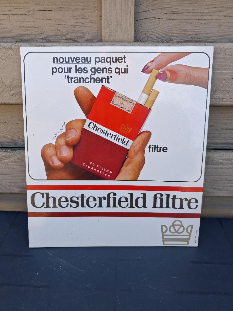 SIGARETTEN  CHESTERFIELD taks 3F jaar 1967, Ophalen of Verzenden, Gebruikt, Reclamebord