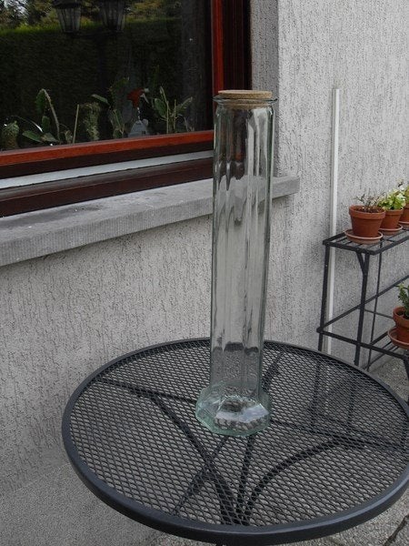 hoge glazen pot (pasta of decoratie), Huis en Inrichting, Keuken | Potten en Pannen, Ophalen, Met deksel, Overige typen, Glas