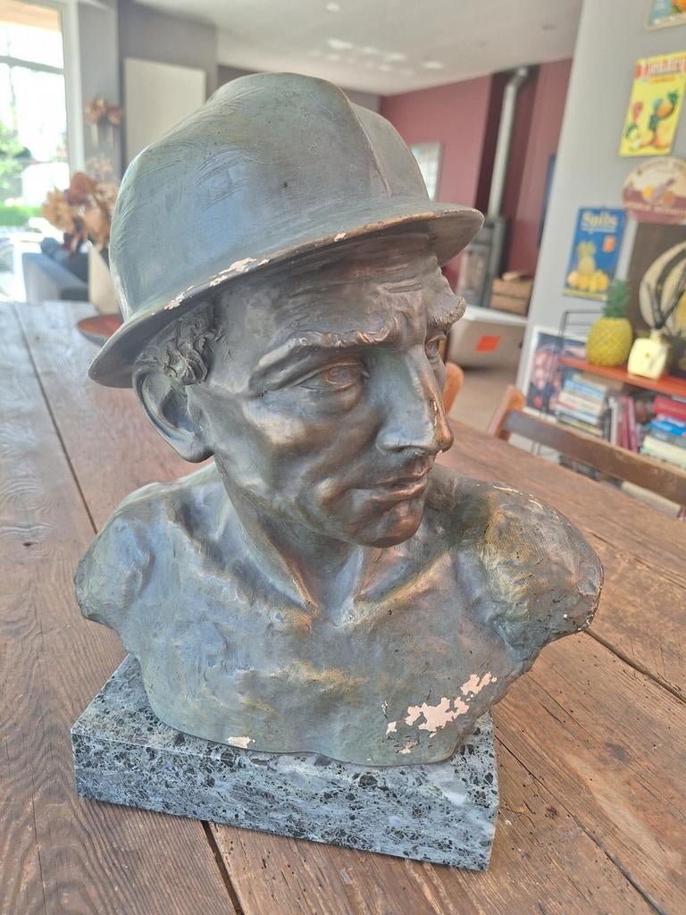 johannes Dommisse Tête de mineur, Antiquités & Art, Art | Sculptures & Bois, Enlèvement ou Envoi