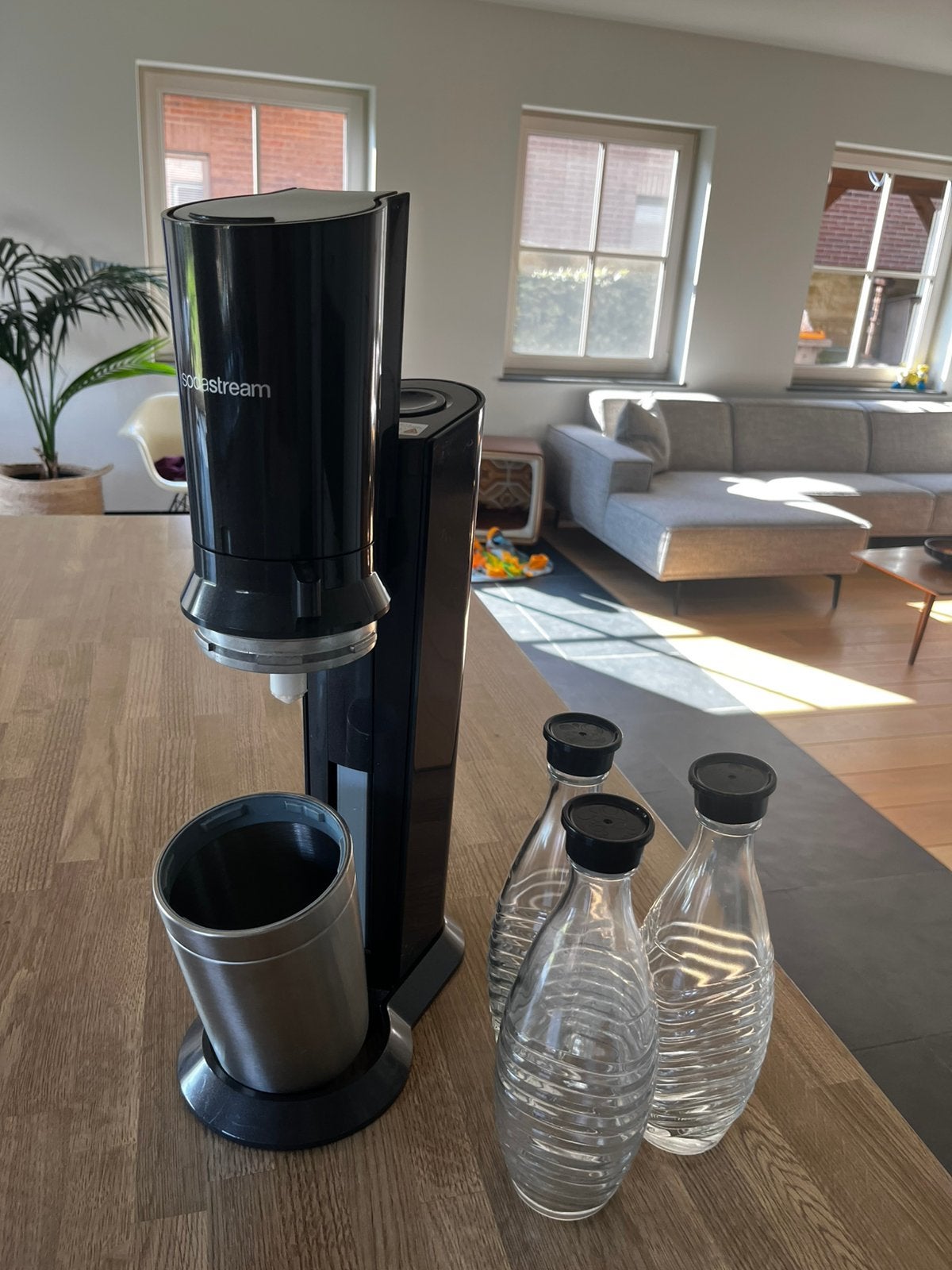 Sodastream met 3 glazen flessen, Ophalen, Gebruikt