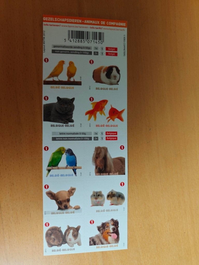 2012 gezelschapsdieren OBP B 128 - Belgie Tarief 1, Postzegels en Munten, Ophalen of Verzenden, Zonder stempel, Postfris, Postfris