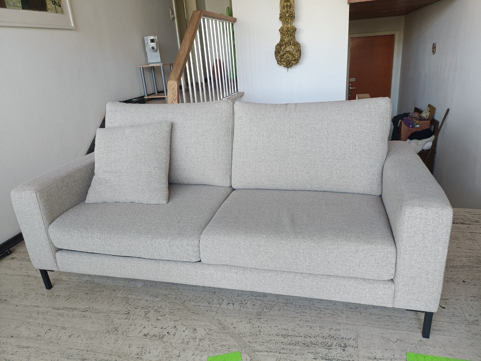 zitbank, licht grège, twee-zit, Huis en Inrichting, Ophalen, Driepersoons, 75 tot 100 cm, Zo goed als nieuw