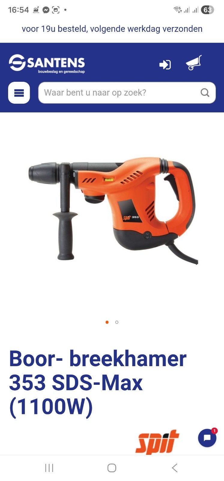 Spit 353 combi hamer boren en breken. Te huur, Bricolage & Construction, Enlèvement ou Envoi