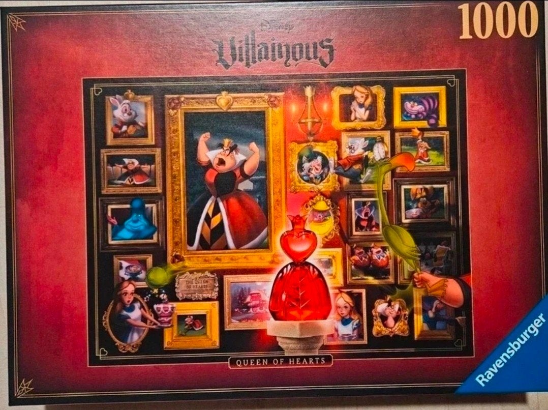 Disney Villainous Queen of Hearts puzzel 1000 stukjes, Hobby en Vrije tijd, Ophalen of Verzenden, 500 t/m 1500 stukjes, Zo goed als nieuw