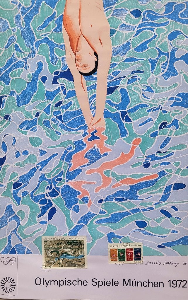 David Hockney - Plongeur - Timbres officiels, Antiquités & Art, Art | Lithographies & Sérigraphies, Envoi
