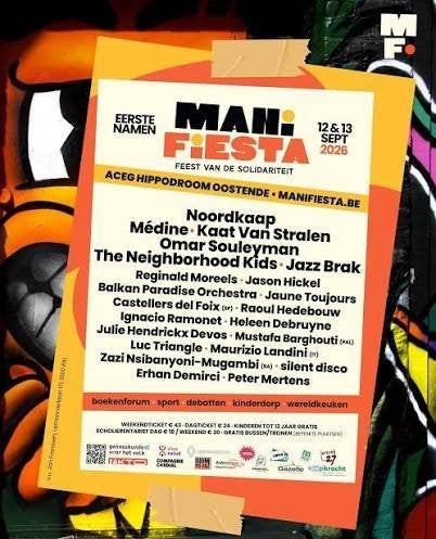 2 tickets ManiFiesta 12 of 13/09 Oostende. 25€ voor beide, Tickets en Kaartjes, Evenementen en Festivals, Twee personen