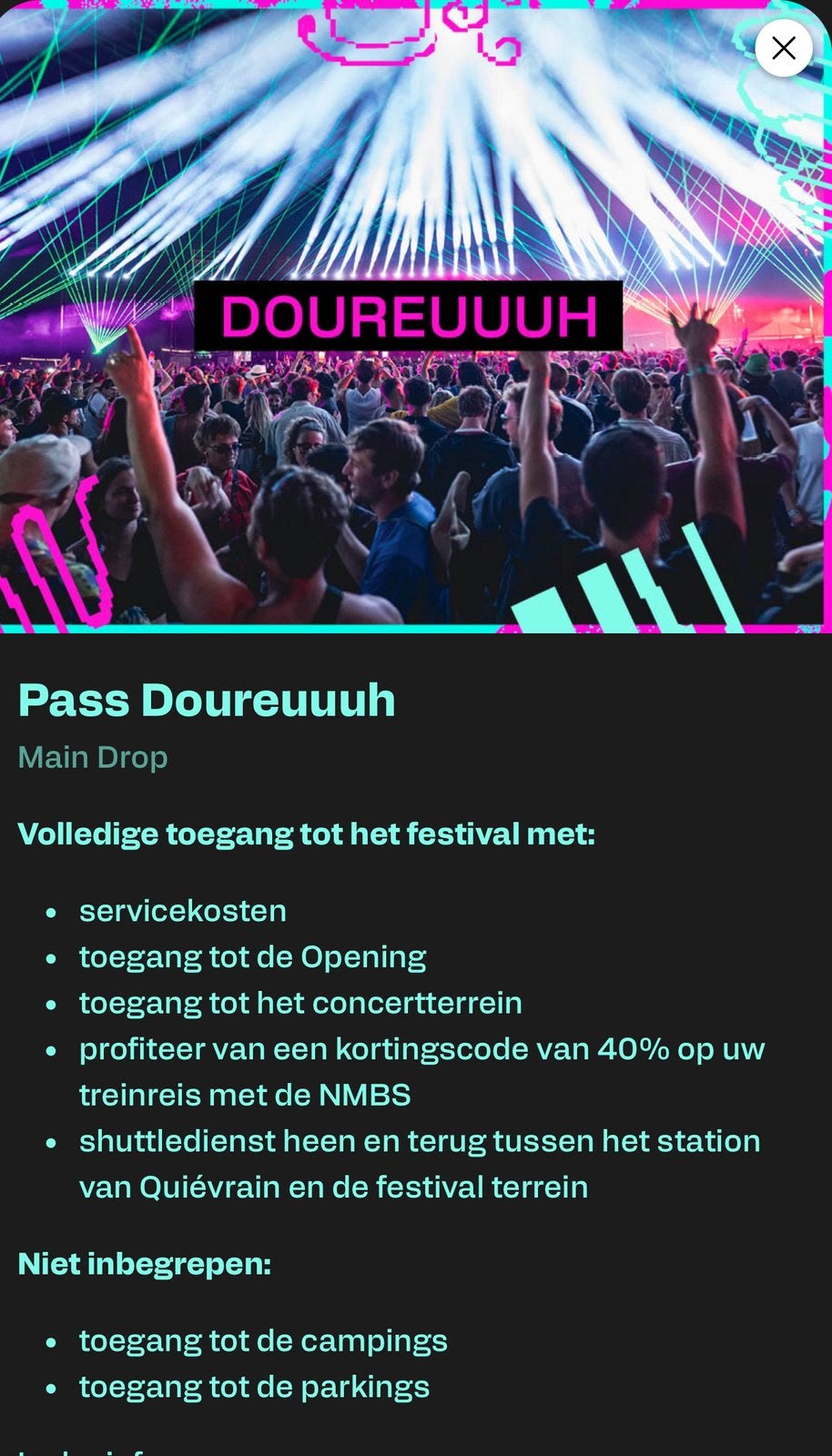 2 x Combi ticket ( Pass Doureuuuh) Dour festival