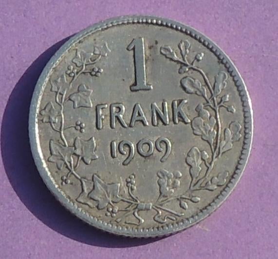 1909 1 frank Léopold 2 SANS POINT TH, Verzenden, Zilver, Losse munt