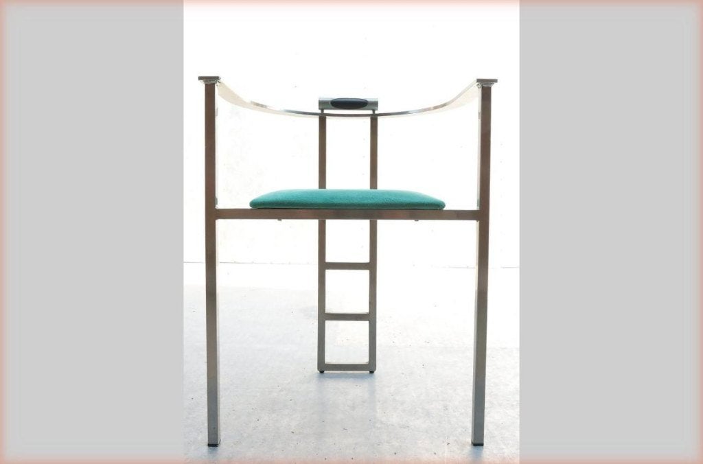 Memphis Style Belgo Chrom Chairs Stainless Steel Green, Ophalen