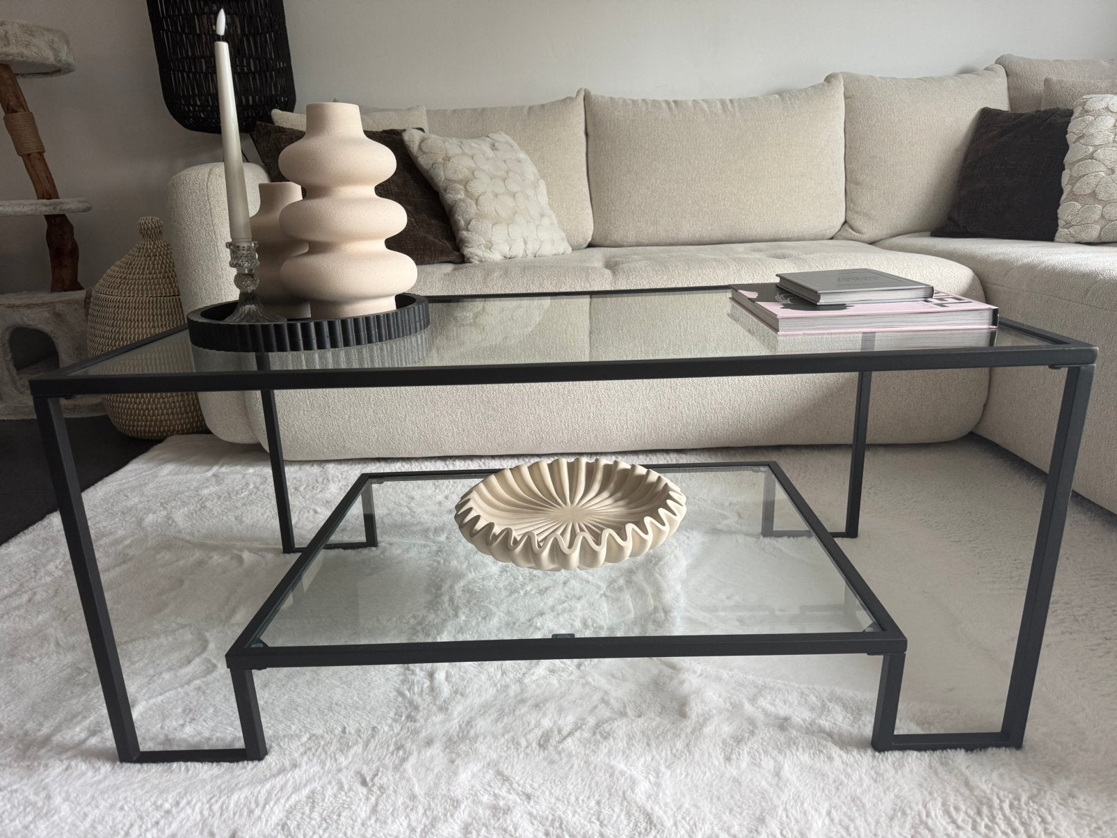 Salontafel, Huis en Inrichting, Ophalen, 100 tot 150 cm, 50 tot 100 cm, Glas