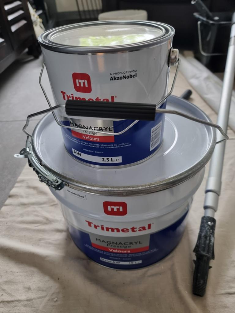 12,5L Trimeral magnacryl velours GRIS, Bricolage & Construction, Peinture, Vernis & Laque, Enlèvement, Gris