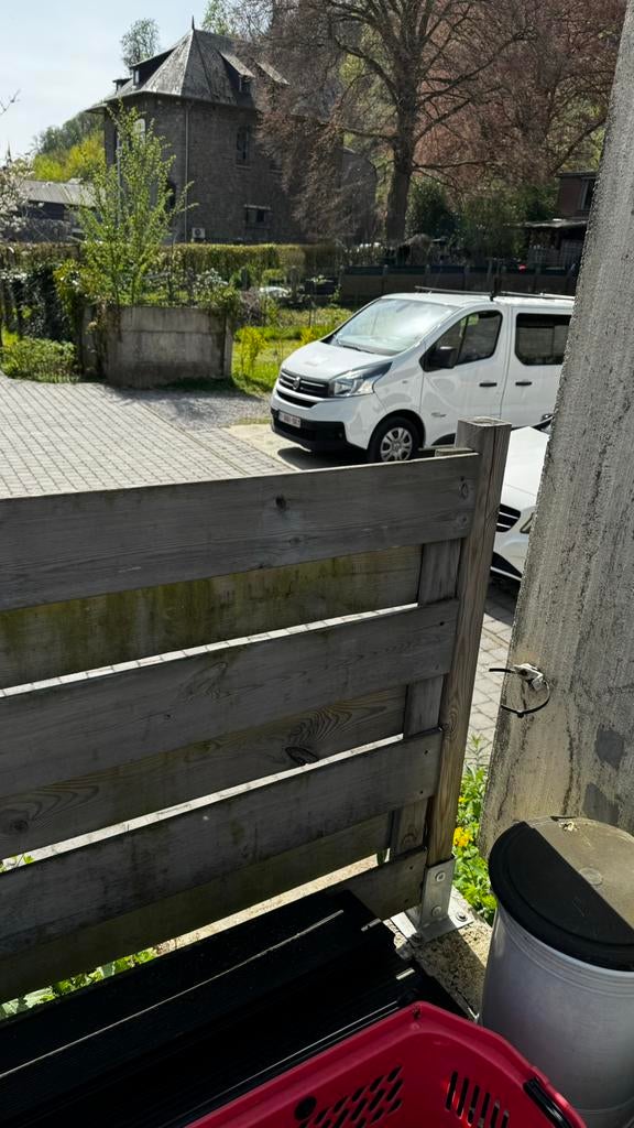 Clôture bois extérieure 8 mètres – panneaux + poteaux, Jardin & Terrasse, Palissades, Enlèvement, Comme neuf, Bois