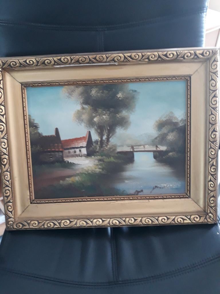 schilderij landschap met kader 50x40, Enlèvement ou Envoi