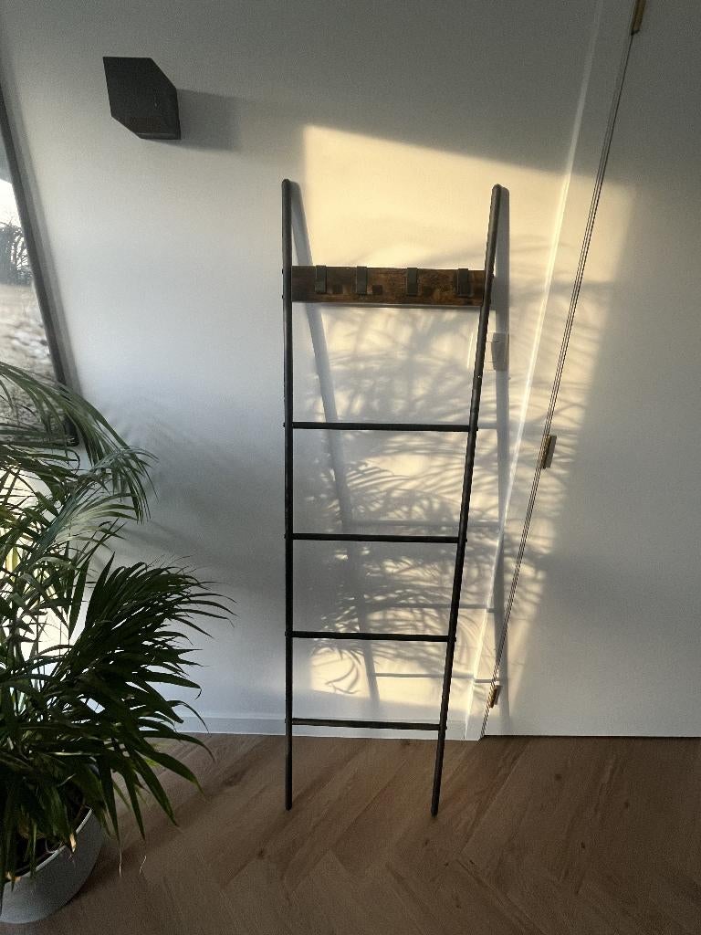 metalen handdoekenrek + 4 haakjes, Ophalen, Zwart, Handdoekenrek
