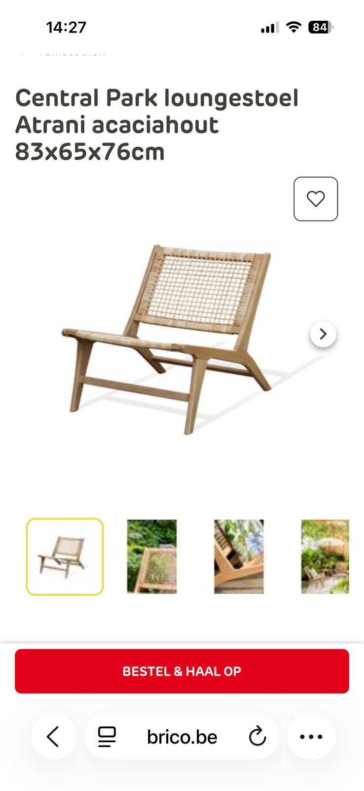 Houten tuinstoel, Ophalen, Zo goed als nieuw