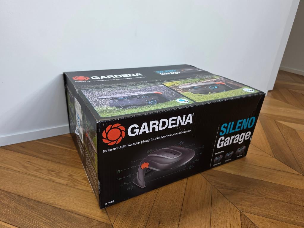 Sileno garage gardena - ongeopend!, Tuin en Terras, Robotmaaiers, Ophalen, Nieuw, Gardena