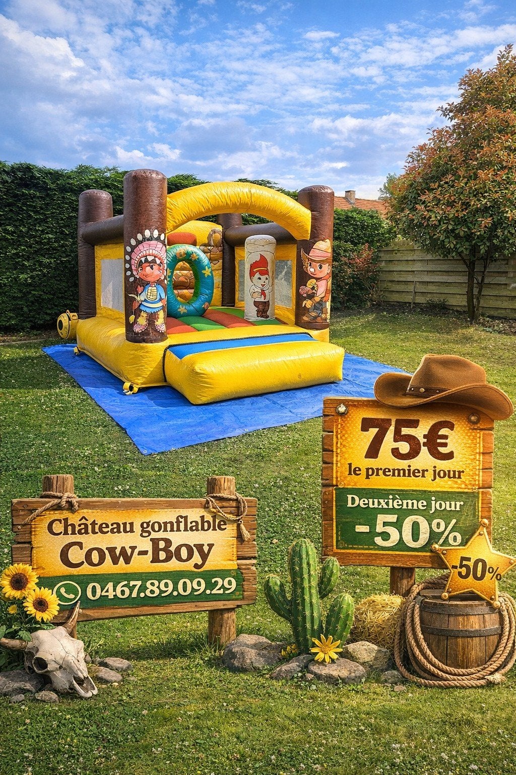château gonflable Cow-Boy, Hobby & Loisirs créatifs, Enlèvement ou Envoi