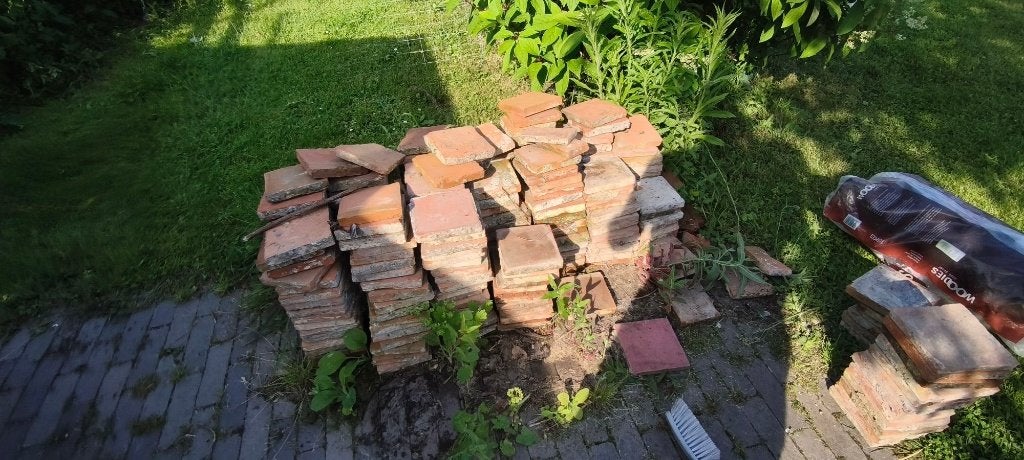 380 TOMMETTES ANCIENNES EN TERRE CUITE, Moins de 20 cm, Carrelage de sol, Enlèvement, Utilisé