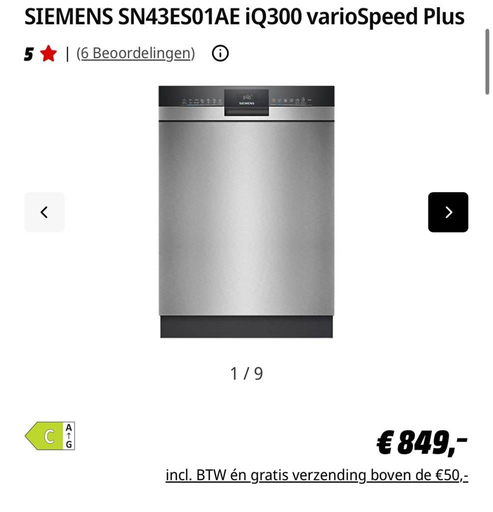 Siemens SN43ES01AE vaatwasser, Electroménager, Lave-vaisselle, Enlèvement, Comme neuf