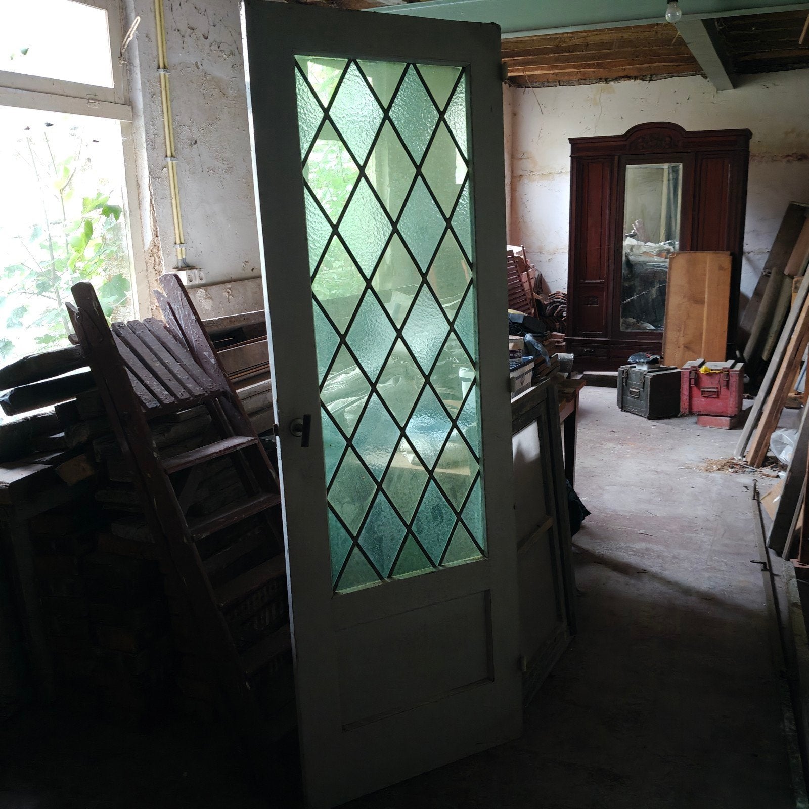 deur met glas in lood, Ophalen