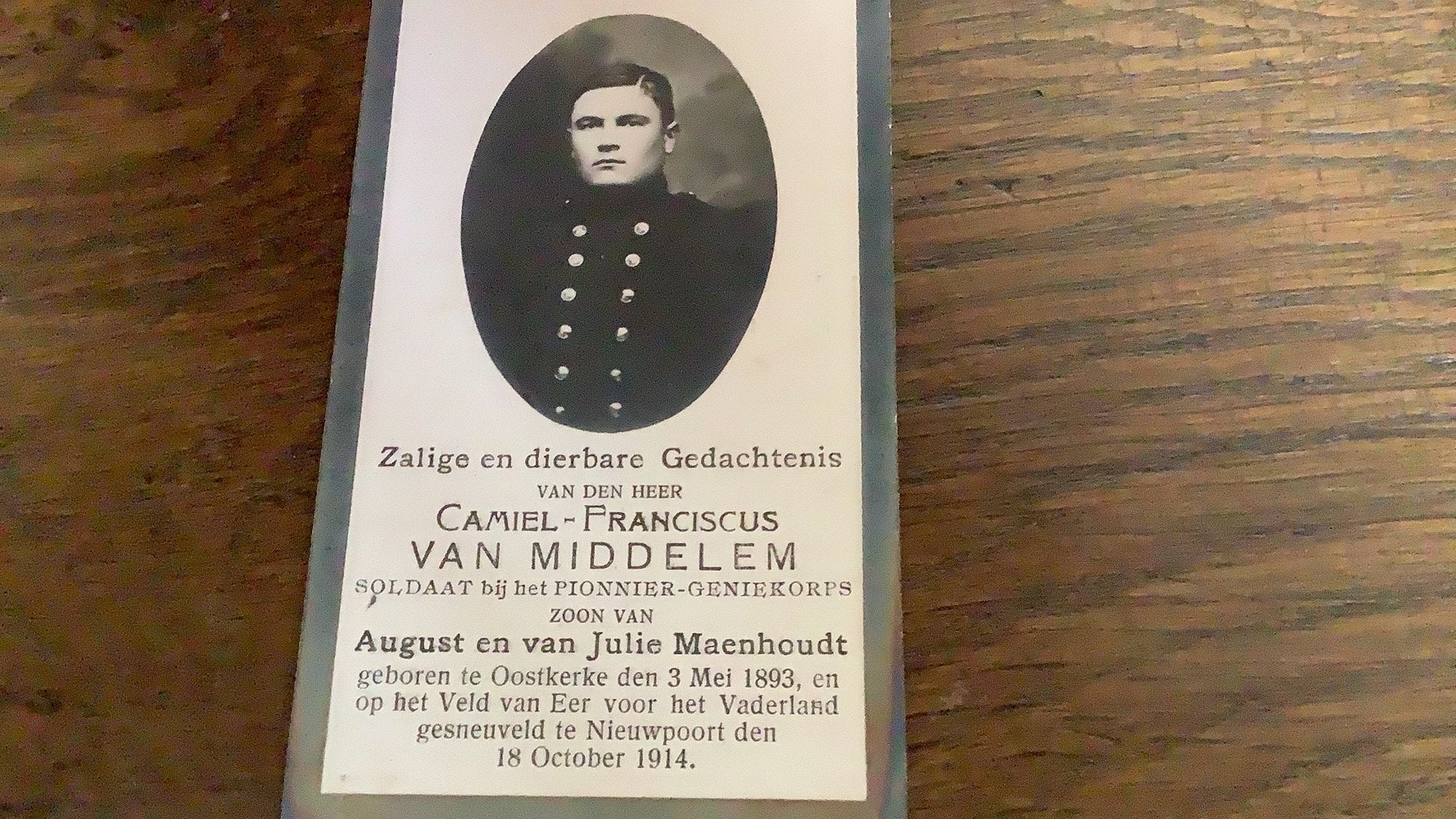 Oorlogsslachtoffer 1914 oostkerke. Nieuwpoort, Verzamelen, Ophalen of Verzenden