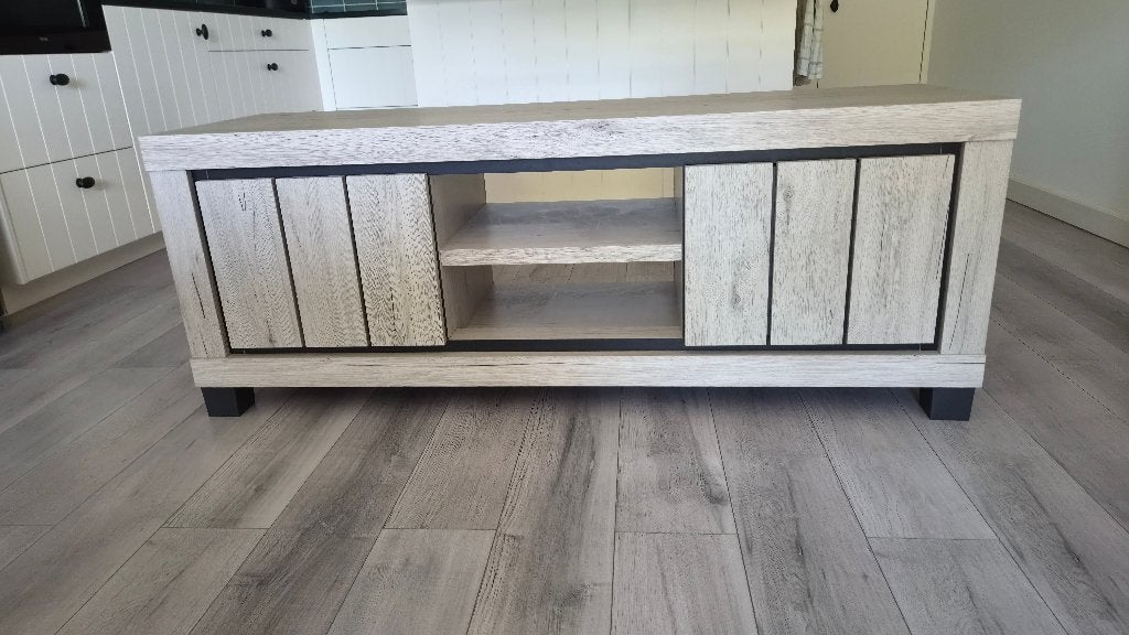 TV kast en salontafel in eiklook, Ophalen, 25 tot 50 cm, 100 tot 150 cm, Minder dan 100 cm