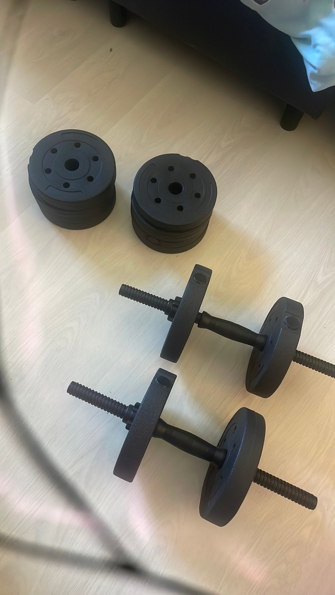 Dumbells verstelbaar tot en met 15kg per dumbell, Sport en Fitness, Ophalen, Zo goed als nieuw