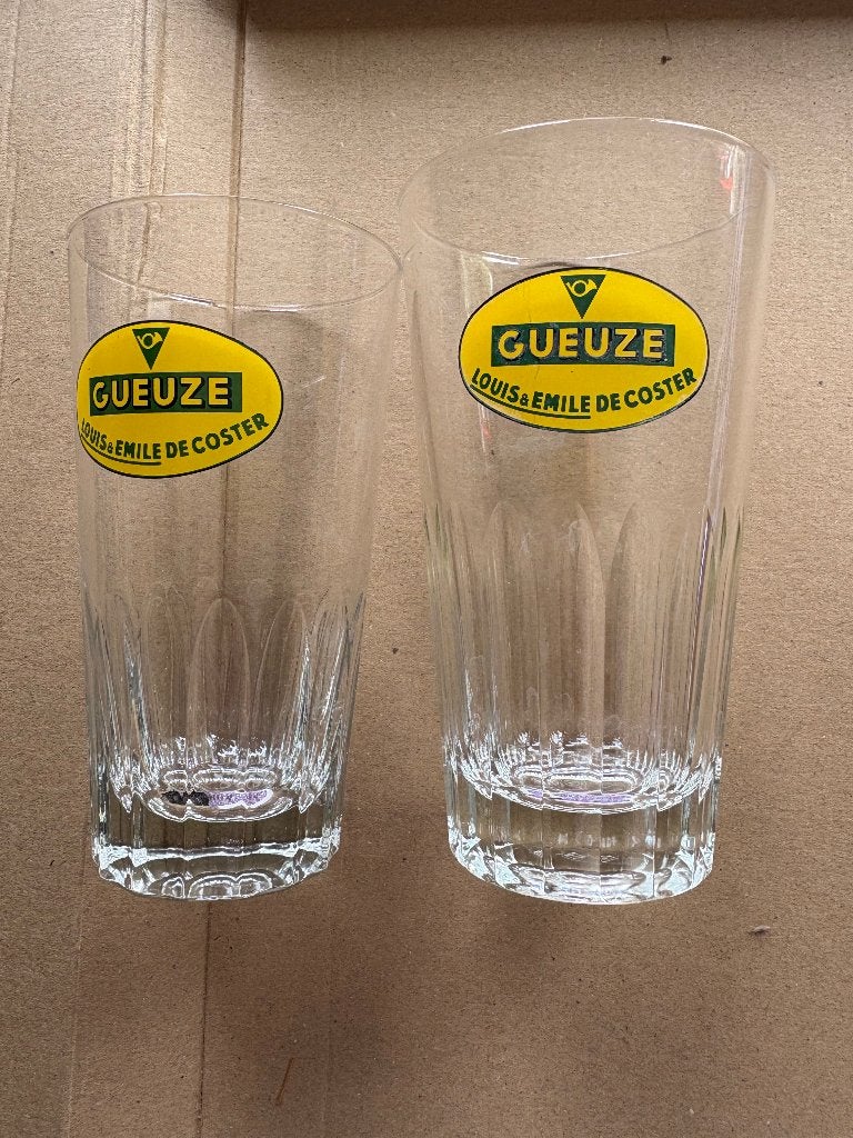 Gueuze Louis & Emile De Coster (2 verres), Collections, Enlèvement ou Envoi, Comme neuf, Verre ou Verres, Autres marques