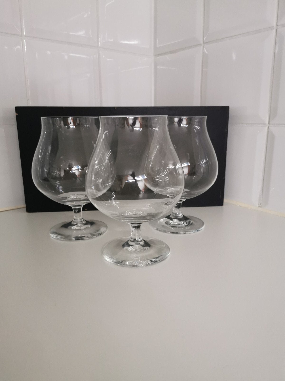 Drie Cognac glazen in ongebruikte staat., Verzamelen, Glas en Drinkglazen, Ophalen