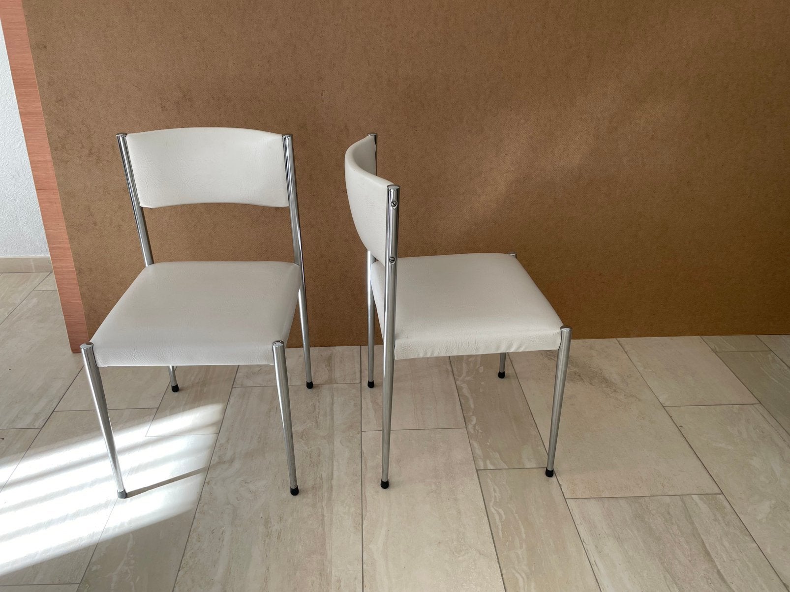 Vintage stoelen, Ophalen, Kunststof, Gebruikt, Wit