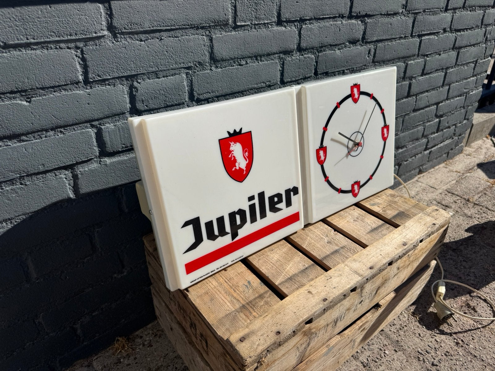Ancienne boîte à lumière publicitaire Jupiler Beer - Horloge, Collections, Enlèvement, Utilisé, Table lumineuse ou lampe (néon)
