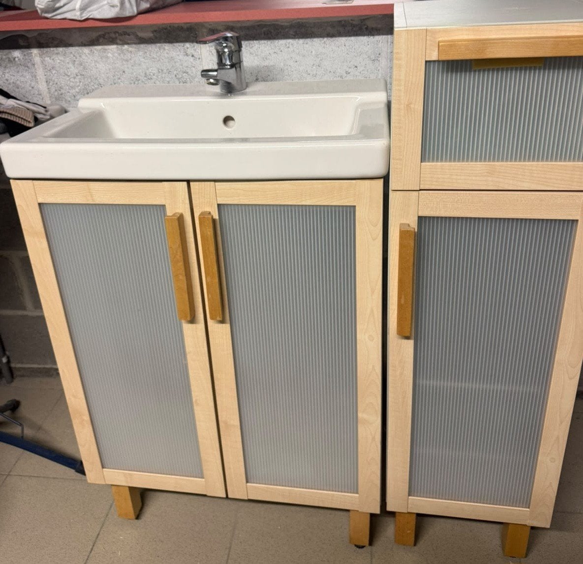 meuble vasque + meuble de rangement (avec robinet Grohe), Enlèvement, Utilisé