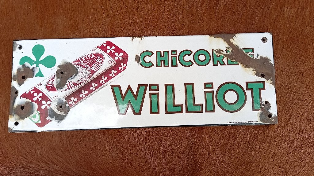 emaille reclamebord Chichorée Williot, Ophalen of Verzenden, Gebruikt, Reclamebord