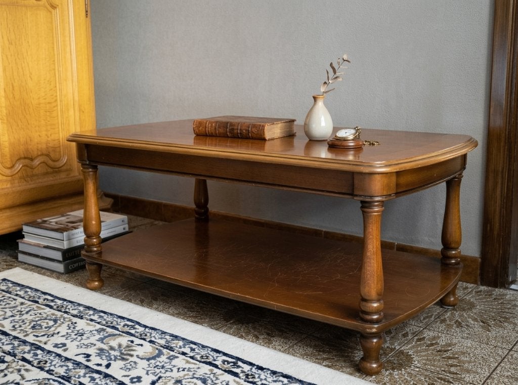 Table basse en bois 60x108 avec étagère supplémentaire, 100 à 150 cm, Enlèvement, Utilisé, 50 à 100 cm