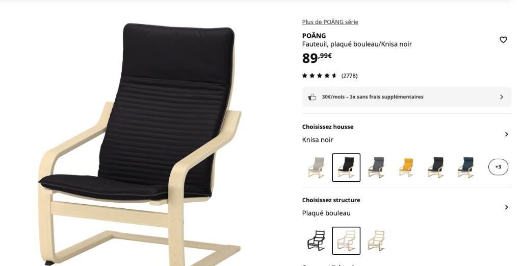 Fauteuil Poang, Enlèvement, Comme neuf, Tissus