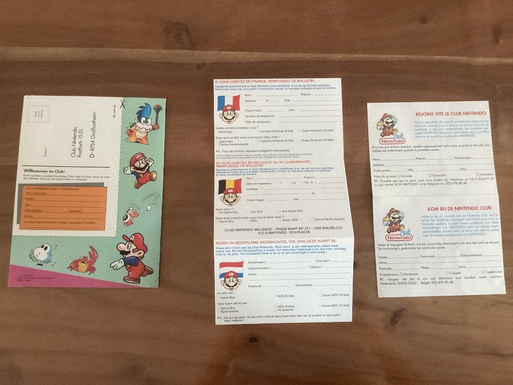 Officiële invulkaarten om je lid te maken van Nintendo club, Games en Spelcomputers, Games | Nintendo NES, Ophalen of Verzenden