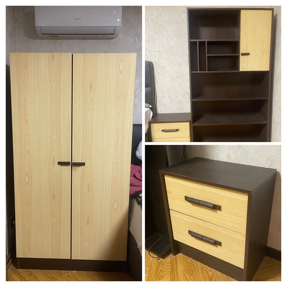 Kleerkast + open kast + 2 nachtkastjes, Ophalen, Gebruikt, Met klep(pen)