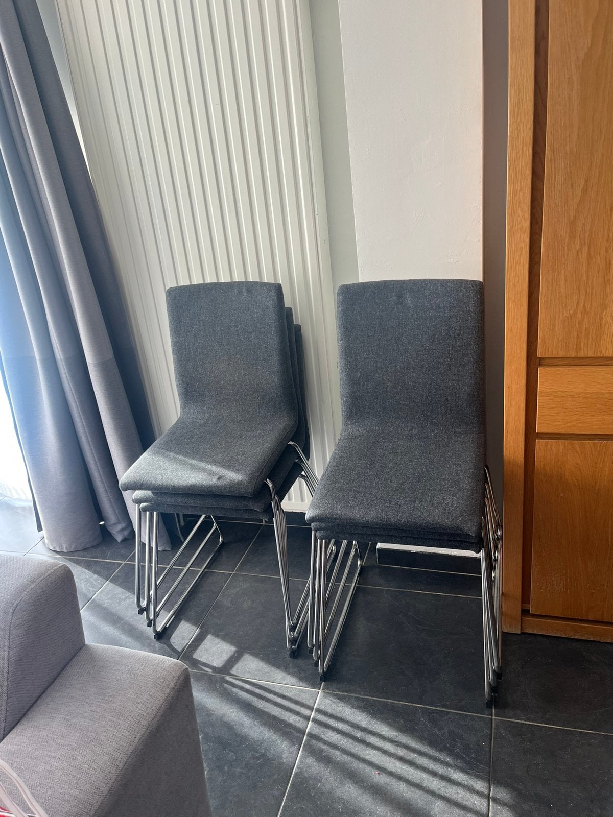 Set van 6 Volfgang eetkamerstoelen, Ophalen, Zo goed als nieuw, Grijs, Vijf, Zes of meer stoelen