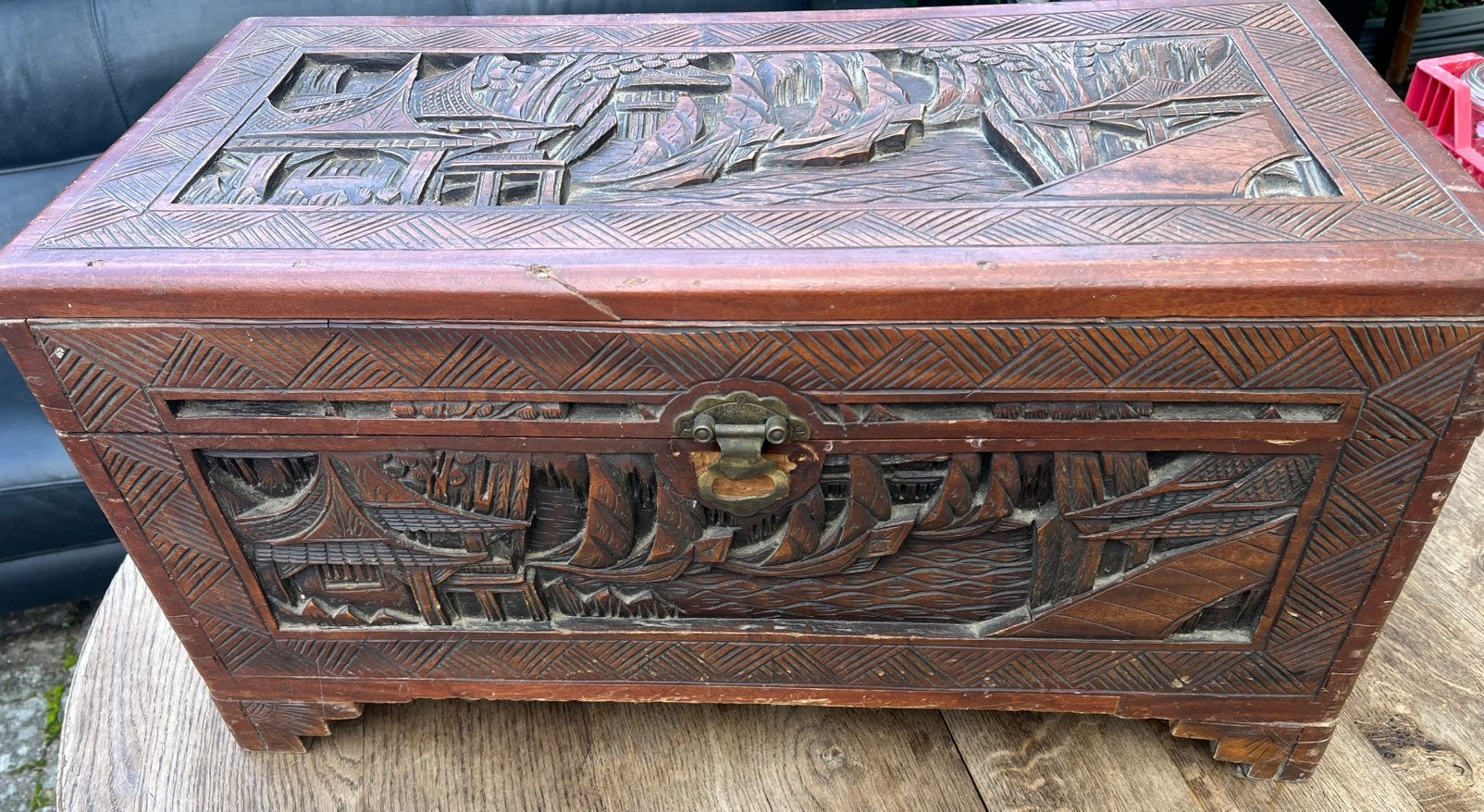 Valise de voyage ancienne chinoise, Enlèvement, Comme neuf