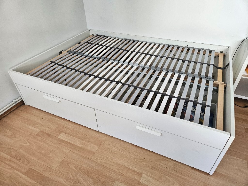 IKEA BRIMNES tweepersoonsbed, Huis en Inrichting, Slaapkamer | Bedden, Ophalen, Gebruikt, Wit, Tweepersoons