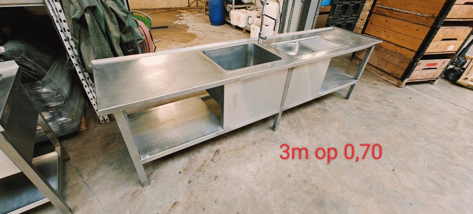 industriële Inox spoelbak 3m op 0,7m, Huis en Inrichting, Ophalen